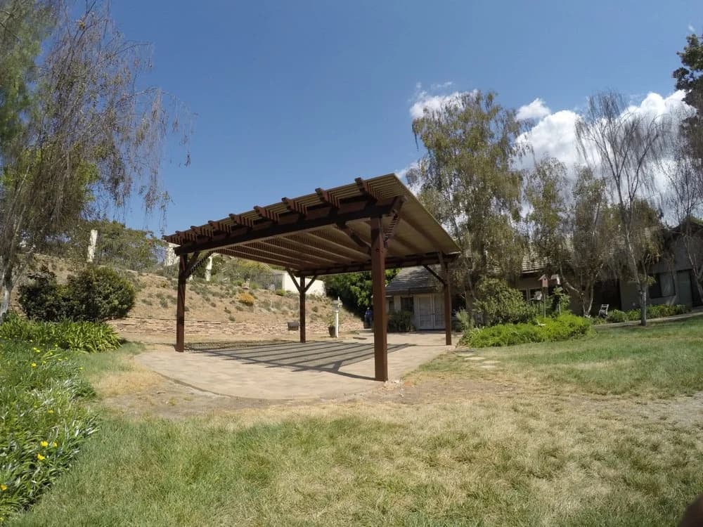 Covered patio and pergola build with composite decking and integrated lighting in Camarillo, CA